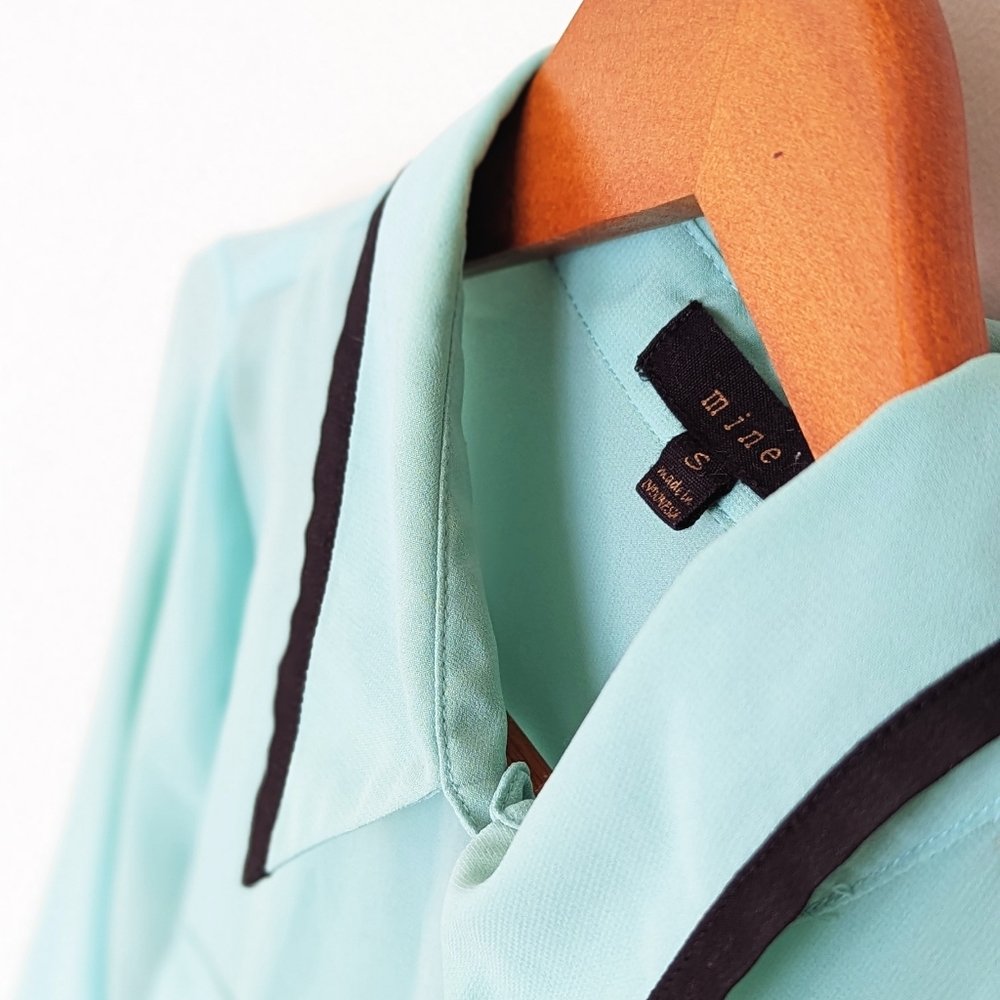 Light Teal & Black Button Down - Picture 2 of 8